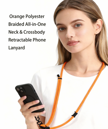 Long Cross-Body Retractable Phone Lanyard - Bonus Silicone Cable Ties