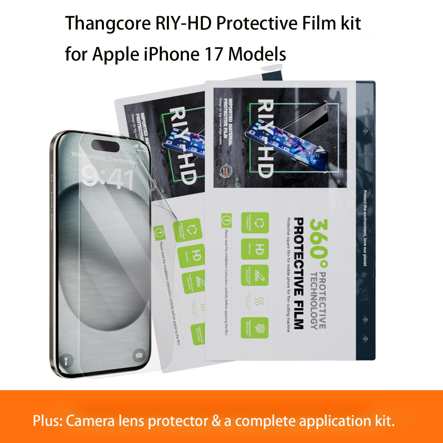 RIY-HD Protective Film Kits-Compatible with iPhone 17(with 3D Camera Lens Film & DIY Tools) - Image 3