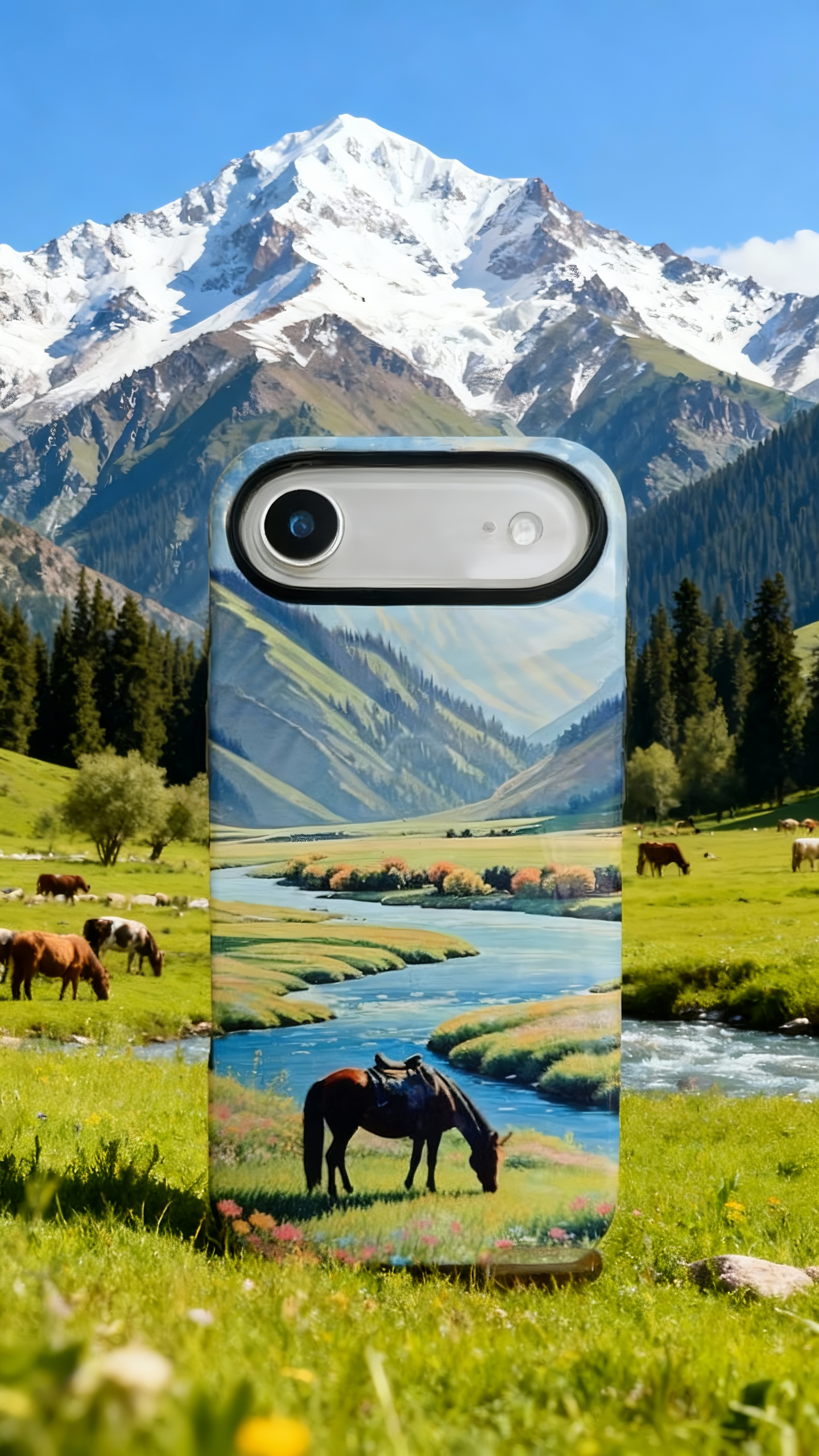 3 in 1 PBT + TPU Overmolding Magnetic Creative Design Phone Case-horse